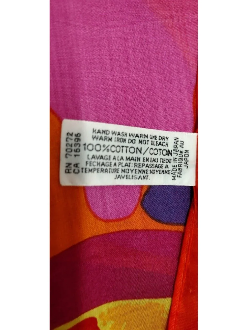 Vintage LIZ CLAIBORNE 1980s Orange Cotton Scarf BIG PINK FISH Tropical Fish Red
